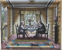 Pamela J Crook (b 1945) oil on board 