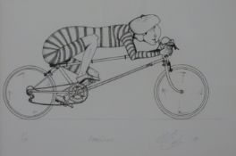 Chris Cambridge (Modern British) signed limited edition 1/100 print of a cyclist 'Frenchman',