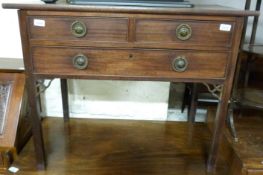 A 19thC mahogany lowboy with three drawers,