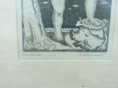 Joza Belohorsky signed etching 'The Way Up' nude by a tree,