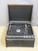 Hacker Talisman c1970s portable electric record player with four speed BSR deck in Rexine coated