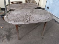Two teak garden tables