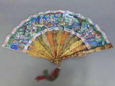 A 19thC Chinese hand painted fan,