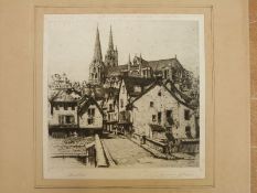 Lawrence Davies etching 'Chartres' signed in pencil to margin