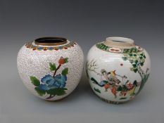 A 19thC Chinese ginger jar and a cloisonne example
