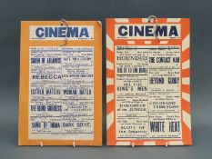 Two c1940's Nailsworth cinema posters, 30 x 20.