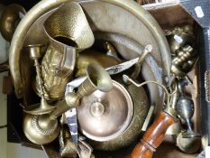 A large collection of brass ware.