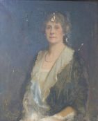 Late 19th/early 20th century oil on canvas portrait of Caroline Alexander,