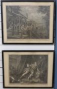 A pair of Hogarth engravings 'Mr S Garrick in Character of Richard 3' and 'The Polling' plate III,