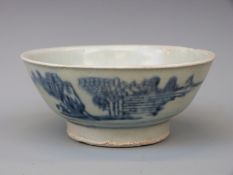 A Chinese blue and white footed bowl, from the Tek Sing cargo wreck of 1822,