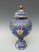 An early 20thC Chinese cloisonne covered pedestal vase,