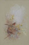 James Stinton (Royal Worcester artist) watercolour of two robins,