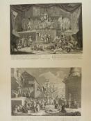 Two Hogarth engravings, one The Lottery and An Emblematic Print on the South Sea,