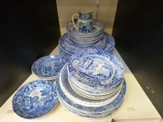 A collection of Spode and other blue and white dinnerware including Italian pattern