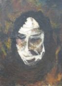 Oil on canvas masked figure 61 x 46cm