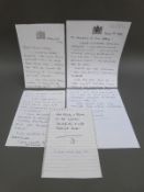 Several facsimile letters from Princess Diana including a note 'For Sally and Jane,