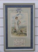 A framed and glazed 1929 calendar by Hill, Paul & Co,