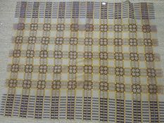 Welsh wool blanket, Caernarfon pattern on an ochre ground,