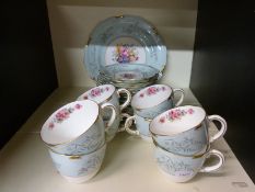 Royal Crown Derby part tea set of pale green ground with floral spray to centre,