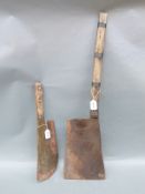 Two large butcher's cleavers by George Smithfield c1950,