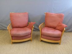 Ercol Renaissance elm framed three piece lounge suite,