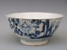 A Chinese blue and white footed bowl, from the Tek Sing cargo wreck of 1822,