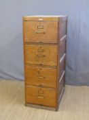 A retro/vintage oak four drawer filing cabinet (H133 x W67 X D50cm)