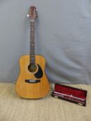 Toledo model no WJ750 acoustic six string guitar with individual tuning pegs,