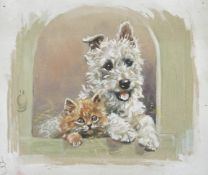 Attributed to Mabel Gear (1900-1997) pencil and watercolour, heightened in white,