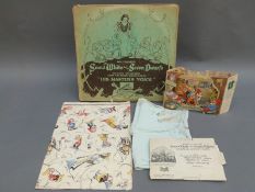 A collection of 1930s Snow White and the Seven Dwarfs Disney memorabilia to include pop-up-postcard,