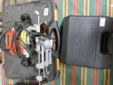 A Perles router, cased smaller router and a cased Parkside Dremel type tool.