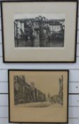 Alfred Blundell signed limited edition engraving 42/75 old houses at Alba,