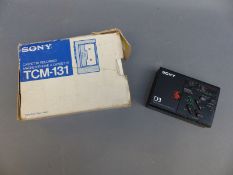 Two Sony pocket type cassette recorders to include a boxed TCM-131 and a D3 example