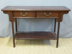 A 20thC Chinese altar style table with two drawers (H76 x W122 x D40cm)