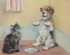 Mabel Gear (1900-1997) pencil and watercolour heightened with white titled 'Where's Your 'L' Plate?