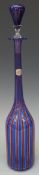 A 50s - 60s Venetian glass striped bottle and stopper 