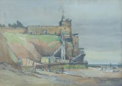 Mary Willliams framed watercolour 'Jacob's Ladder Sidmouth' of a coastal scene signed lower right,