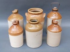 Six stoneware flagons etc including one marked Price Bristol,