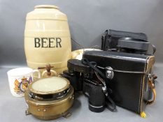 A quantity of treen to include three pairs of binoculars, Swift and Zenith,