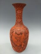 A 19thC Chinese cinnabar lacquer pedestal vase,