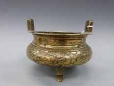 A late 19th/early 20thC Chinese brass censer,