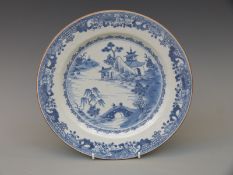 A 19thC Chinese blue and white export plate, diameter 25.