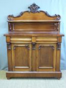 A Victorian mahogany credenza with gallery shelf back (H170 x W126 x D46cm)