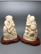 Two 19thC Japanese carved ivory figures,