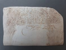 A letter on vellum, probably in French, appears to refer to those who are privileged,