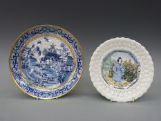 New Hall 18thC porcelain plate in Two Moths pattern,