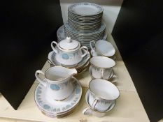 A collection of Noritake dinner and tea ware in Blue tide pattern