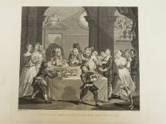 Four Hogarth engravings comprising The Distrest Poet, A Midnight Modern Conuersation,