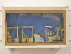 Rowland Emett cardboard Festival of Britain model train in display box,