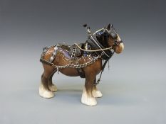 Beswick Shire Mare in full harness,